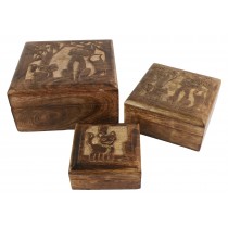 Set of 3 Square Fox Boxes 17.8cm