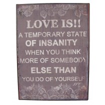 Metal Plaque 'Love Is' 36cm