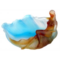 Crystal Glass Lady Lying Bowl 30cm