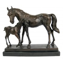 Horse And Foal Bronze Sculpture On Marble Base 40cm