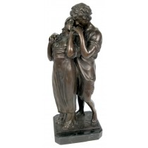 Couple Foundry Cast Bronze Sculpture On Marble Base 51cm