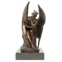 Devil Bronze Sculpture On Marble Base 36cm