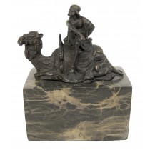 Man with Camel Foundry Cast Bronze Sculpture On Marble Base 15cm