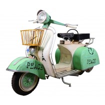 Vintage White and Green Scooter Motorcycle Decoration - 160cm