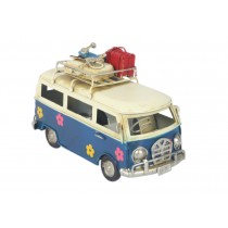 Dark Blue Camper Van with Flowers - 17cm