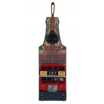 Red Double Decker Bus Design Wall Bottle Opener - 29cm