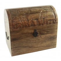 40.5cm Mango Wood Elephant Design Wine Box (Holds 6)