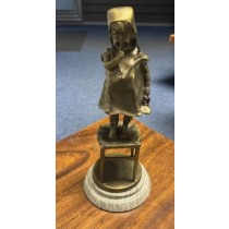 Girl Standing on Stool Marble Base  