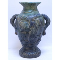 Embossed Majolica Fish Vase