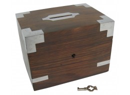 Sheesham Wood Money Box with Key 14cm