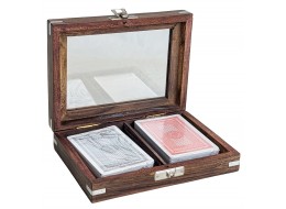 Double Cards Box (Glass Lid) Sheesham Wood - 16cm