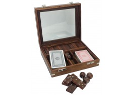 Double Card, Dice & Domino Box (Glass Lid) 20cm