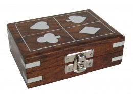 Single Card Box With Cards Sheesham Wood - 11cm