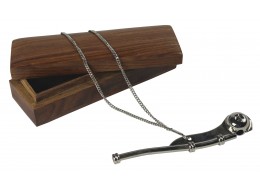 Nickel Bosun Whistle in Wood Box 15.5cm
