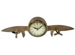 Aeroplane Design Table Clock Antique Brass Finish 45cm