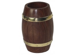 Wooden Barrel Pen Holder 10cm