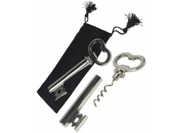 Key Bottle Opener / Corkscrew in a Black Pouch 13cm