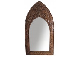 Mango Wood Gothic Mirror Leaf Design - Large 91.5cm