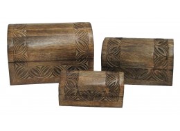 Mango Wood Celtic Design Set Of 3 Boxes 23cm