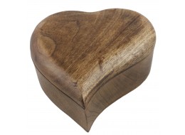 Mango Wood Heart Shaped Box 20cm