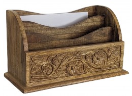 Mango Wood Flower Letter Rack 33.5cm