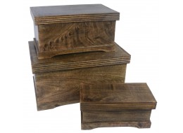Mango Wood Set Of 3 Plain Boxes Large 46.5cm