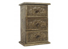 Mango Wood 3 Drawer Elephant Chest 28cm