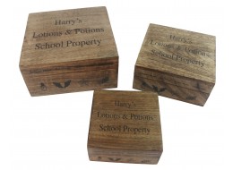 Set/3 Mango Wood Harry Boxes 20.5cm