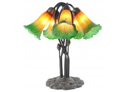 5 Shade Lily Lamp Amber/Green - 43cm