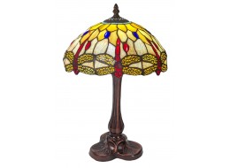 Medium Dragonfly Tiffany Table Lamp 38cm - Yellow / Cream 