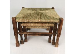 Set Of 3 Rush Top Stools 49.8cm