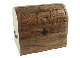 40.5cm Mango Wood Elephant Design Wine Box (Holds 6)