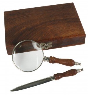 21cm Magnifying Glass & Letter Opener with Box Sheesham Wood 