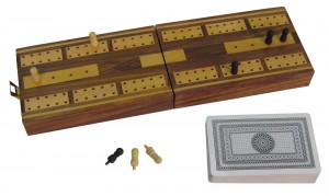 Cribbage Board/Box with Cards/Pegs 12.8cm