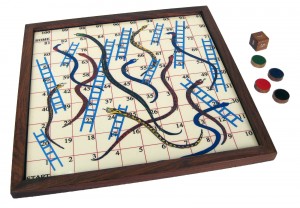 Snakes & Ladders Game - Sheesham Wood - 25.8cm
