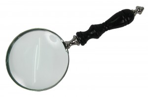 Sheesham Wood Magnifying Glass With Black Handle 25cm - (4 inch Dia)