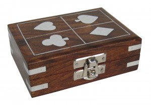 Single Card Box With Cards Sheesham Wood - 11cm
