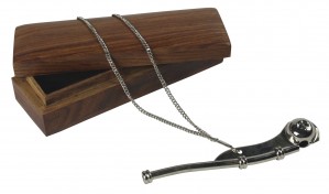 Nickel Bosun Whistle in Wood Box 15.5cm