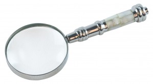 Magnifying Glass White Handle (5cm Dia) MUST BUY IN BATCHES OF 4 12.5cm