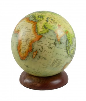 Globe On Wooden Base 15cm