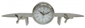 Aeroplane Design Table Clock Nickel Finish 45cm