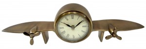 Aeroplane Design Table Clock Antique Brass Finish 45cm