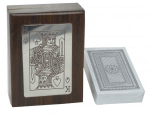 Single Cards Box (King) - Sheesham Wood / Nickel Plated - 11cm 