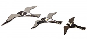 Set of 3 Seagulls - 25, 20, 15cm - 25cm - Nickel Plated