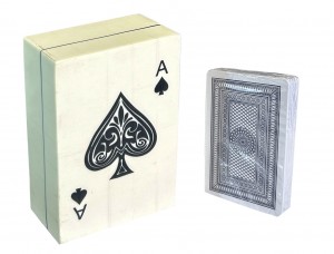 Ace of Spades Imitation Bone Card Box - 12cm