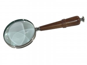 Nickel Magnifying Glass With Sheesham Handle 25cm - 10cm Dia.