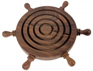 Ships Wheel Labyrinth Puzzle - Sheesham Wood 22.5cm