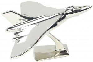 Small Vulcan Plane on Metal Stand  Nickel Plated Aluminium - 21cm