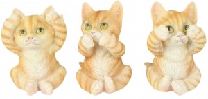 Set Of 3 Cats - Hear Speak, & See No Evil - 9.cm