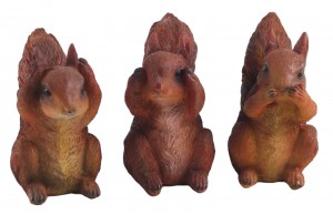Set Of 3 Squirrels - Hear Speak, & See No Evil  - 8.5cm